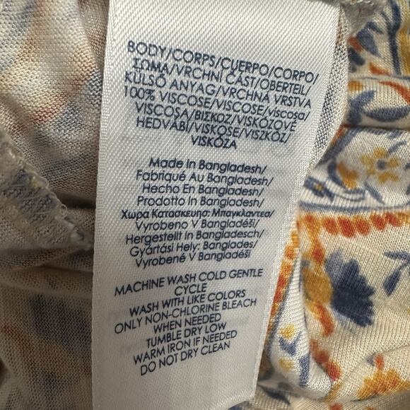 Chaps Paisley Boho Peasant Blouse sz XL Cream/blue Multi - Picture 4 of 4